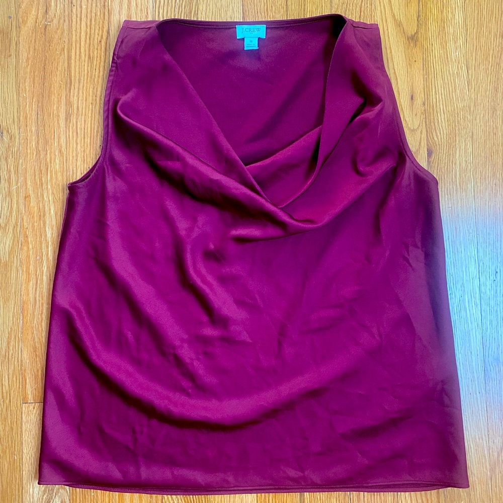 Burgundy cowl neck J Crew sleeveless top